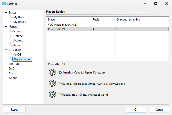 Players region reset window